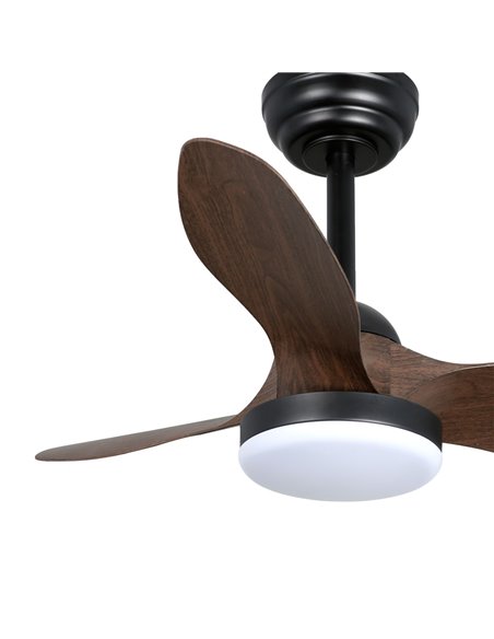 Ventilador LED Stel Mini S Negro+Madera 20W 1900Lm CCT Dim
