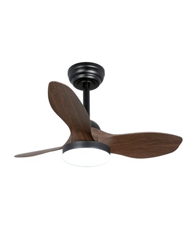 Ventilador LED Stel Mini S Negro+Madera 20W 1900Lm CCT Dim