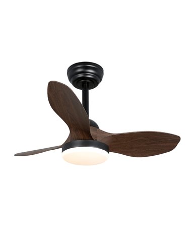 Ventilador LED Stel Mini S Negro+Madera 20W 1900Lm CCT Dim