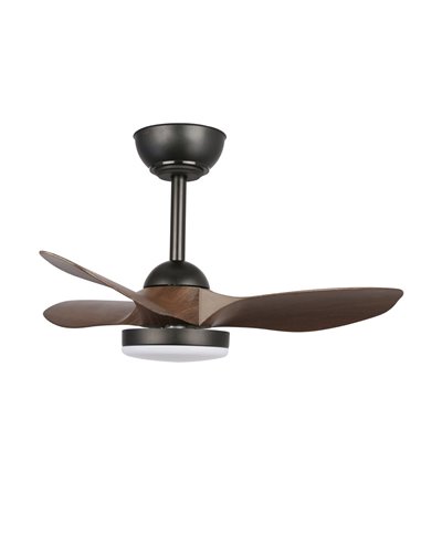 Ventilador LED Stel Mini S Negro+Madera 20W 1900Lm CCT Dim