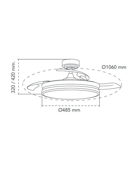 Ventilador LED aspas plegables Panam Negro 72W 7920Lm CCT