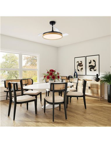 Ventilador LED aspas plegables Panam Negro 72W 7920Lm CCT