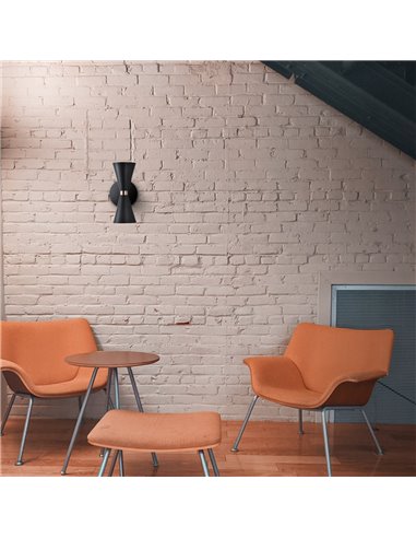 Aplique de pared Greta Negro 2xE27