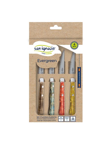 Set 4 cuchillos chuleteros evergreen bgeu-6076 san ignacio