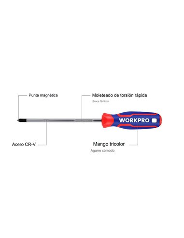 Destornillador phillips ph0 x 75 mm workpro