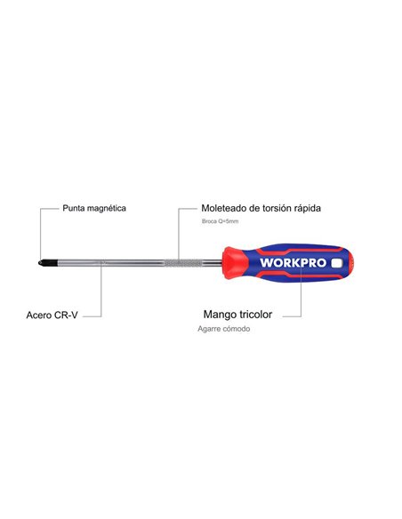 Destornillador phillips ph0 x 75 mm workpro