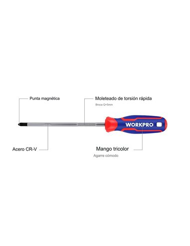 Destornillador phillips ph1 x 150 mm workpro