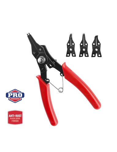 Alicate de puntas intercambiables para arandelas circlip 4-en-1 155mm workpro