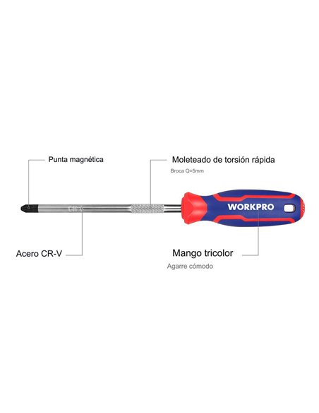 Destornillador phillips ph3 x 150mm workpro