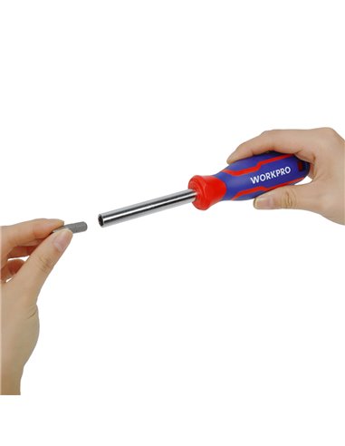Mango destornillador de punta magnética de 1/4" workpro