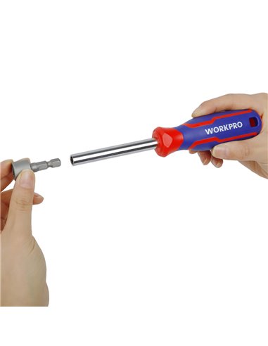 Mango destornillador de punta magnética de 1/4" workpro