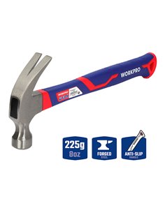 Martillo de carpintero de 225g con mango de fibra de vidrio workpro 2