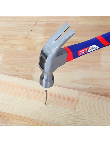 Martillo de carpintero de 450g con mango de fibra de vidrio workpro