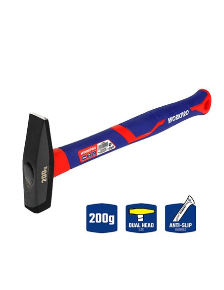 Martillo de maquinista de 200g con mango de fibra de vidrio workpro