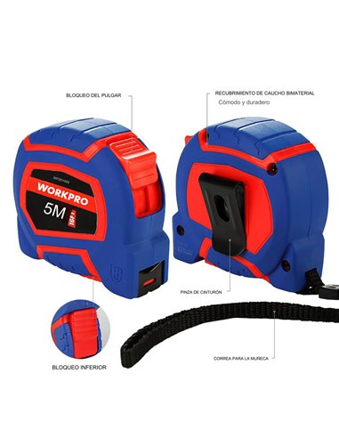 Flexómetro 5m x 19mm workpro
