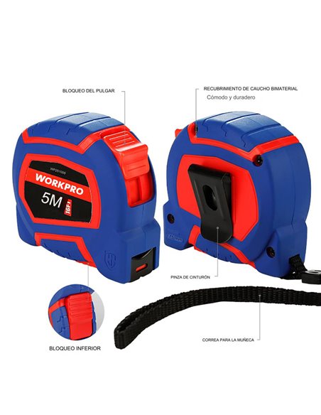 Flexómetro 5m x 19mm workpro