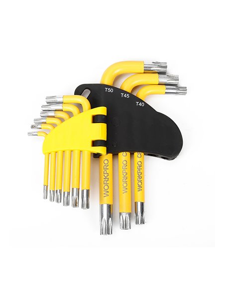 Juego de 9 llaves torx de seguridad workpro