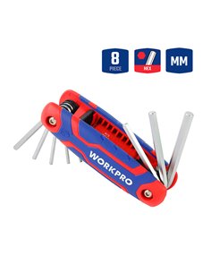 Juego de 8 llaves allen plegables (métrico) workpro 2