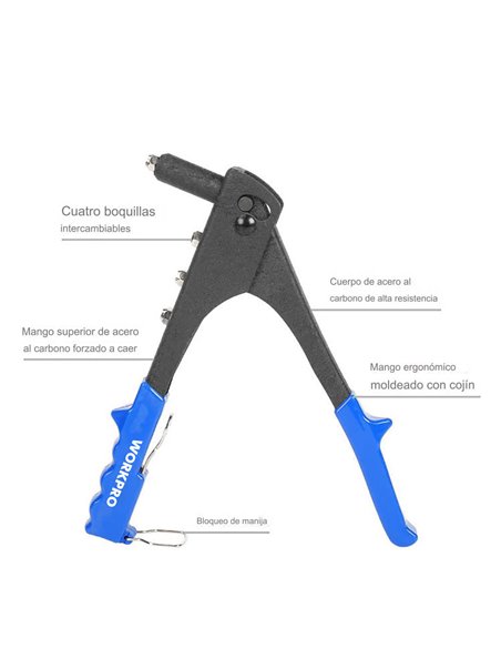 Remachadora de mano de 250mm workpro