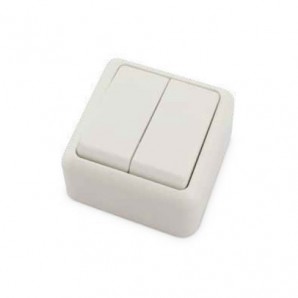 Doble interrup. superficie Blanco 65x65mm 10A 250V GSC 0201027