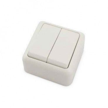 Doble interrup. superficie Blanco 65x65mm 10A 250V GSC 0201027
