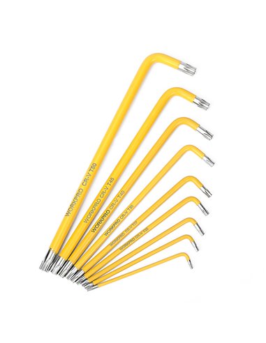 Juego de 9 llaves torx de seguridad de brazo largo workpro