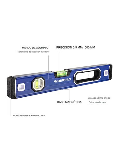 Nivel de burbuja con base mágnetica 40cm pro workpro