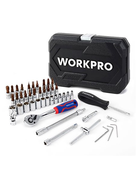 Juego de 46 llaves vaso de 1/4" dr workpro