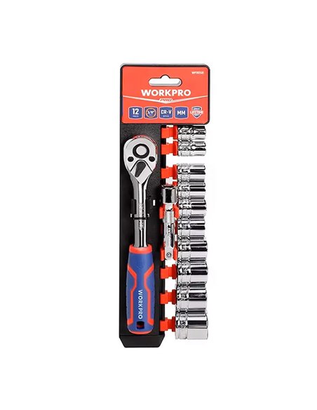 Juego de 12 llaves de vaso de 3/8" workpro