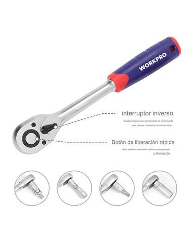 Juego de herramientas mecánicas de 108 piezas workpro