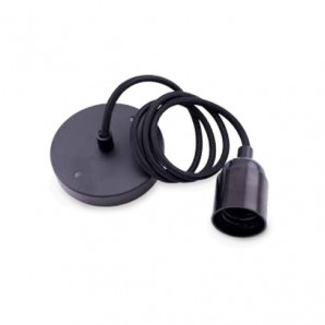 Portalamparas colgante 1M plastico negro cable GSC 0704712