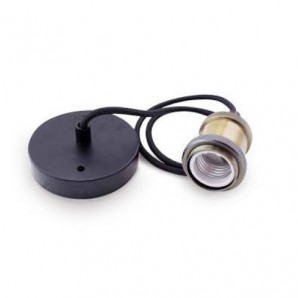 Portalamparas colgante 1M laton cable negro GSC 0704714