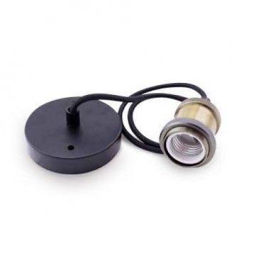 Portalamparas colgante 1M laton cable negro GSC 0704714