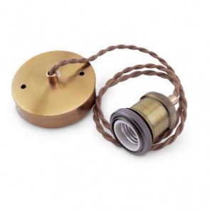 Portalamparas colgante 1M laton cable dorado trenz GSC 0704715