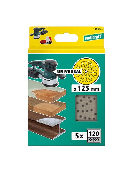 Disco de lijar multiorificio para lijadora excéntrica, ø 125mm, grano 120 1108000 wolfcraft