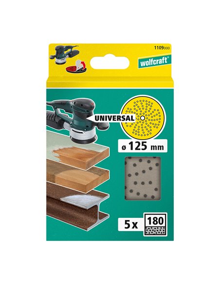 Disco de lijar multiorificio para lijadora excéntrica, ø 125mm, grano 180 1109000 wolfcraft