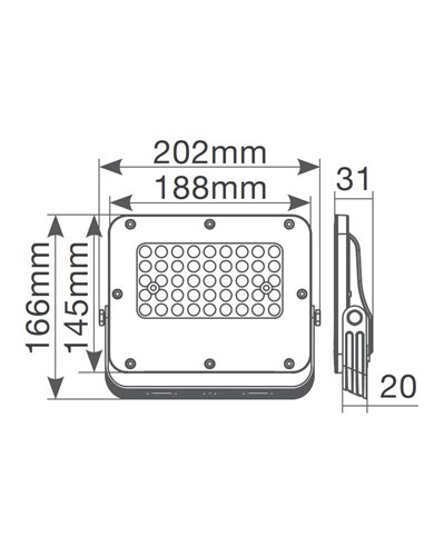 Proyector aluminio LED Belinta 50W 3000K IP65 Negro