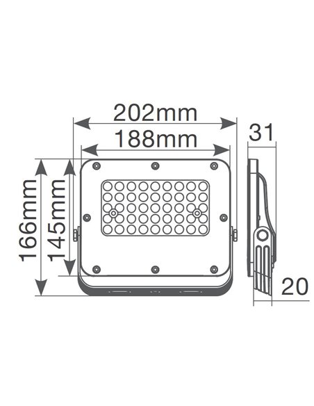 Proyector aluminio LED Belinta 50W 3000K IP65 Negro