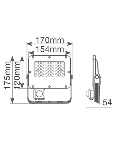 Proyector aluminio LED Belinta con sensor 30W 6500K IP65 Negro