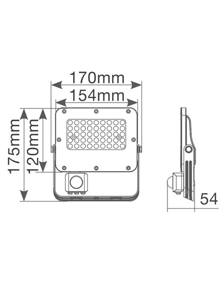 Proyector aluminio LED Belinta con sensor 30W 6500K IP65 Negro