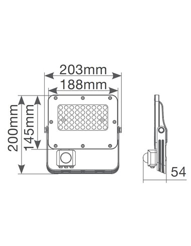 Proyector aluminio LED Belinta con sensor 50W 4000K IP65 Negro