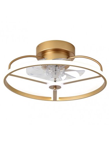 Ventilador 60w Dc Bora Dorado 8 Aspas Transp.21x50x50cm 6 Vel. 3 Colores C/remoto, Memoria, Temporizador Y Reg.Intensidad 5100lm