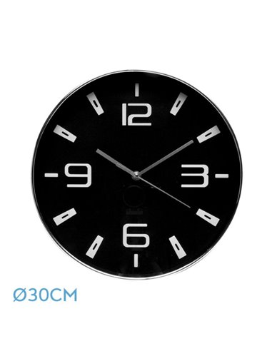 Reloj De Pared Aroa Plata/negro 30d Movimiento Continuo