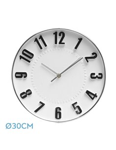 Reloj De Pared Hora Plata 30d Movimiento Continuo