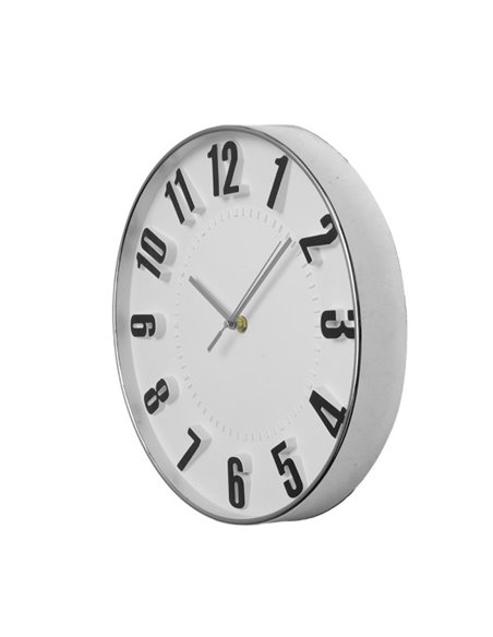 Reloj De Pared Hora Plata 30d Movimiento Continuo