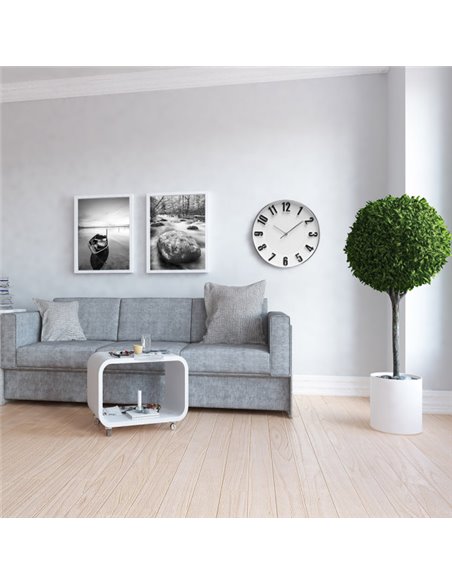 Reloj De Pared Hora Plata 30d Movimiento Continuo