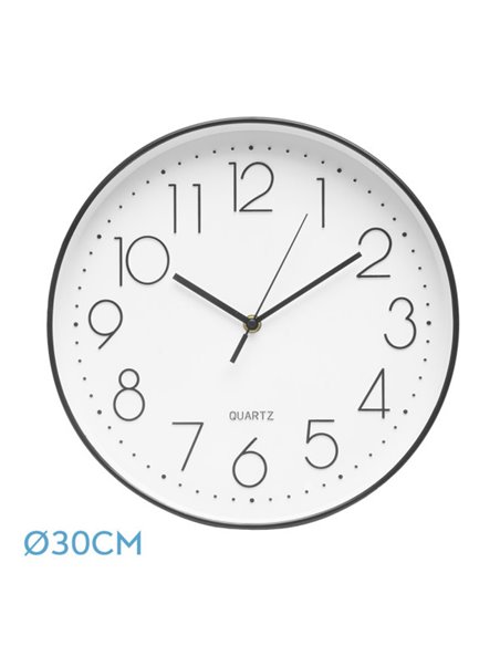 Reloj De Pared Tiempo Negro 30d Mov.continuo