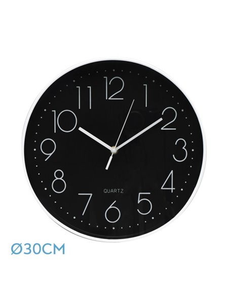 Reloj De Pared Tiempo Blanco-negro 30d  Movimiento Continuo