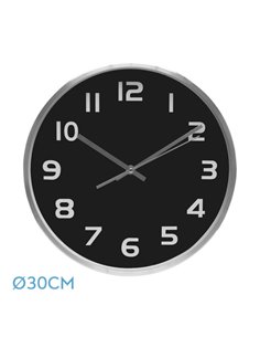 Reloj De Pared Team Aluminio-negro 30d Movimiento Continuo