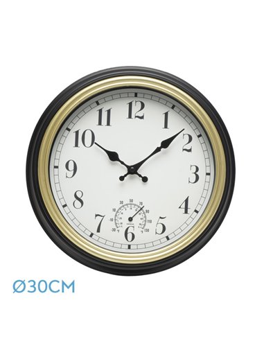 Reloj De Pared Horacio Negro-oro 30d Mov.continuo